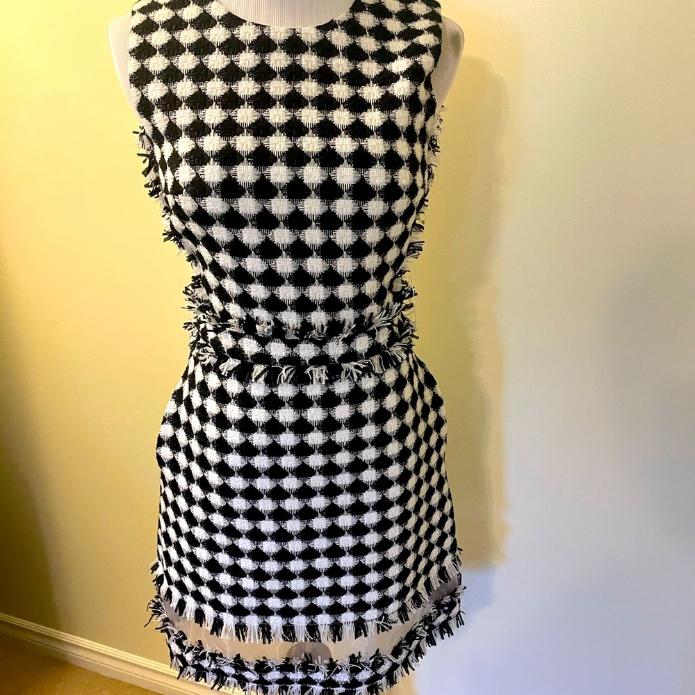 Gorgeous MSGM organza paneled tweed mini dress